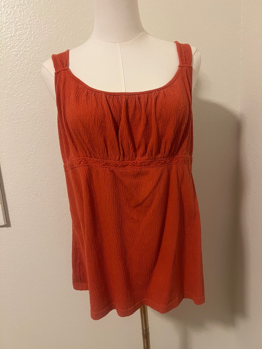 Women's Rust Orange Sleeveless Textured Tank Top